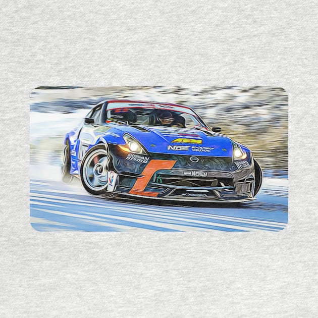 370z Drift Cartoon Drawing Action Print by Auto-Prints